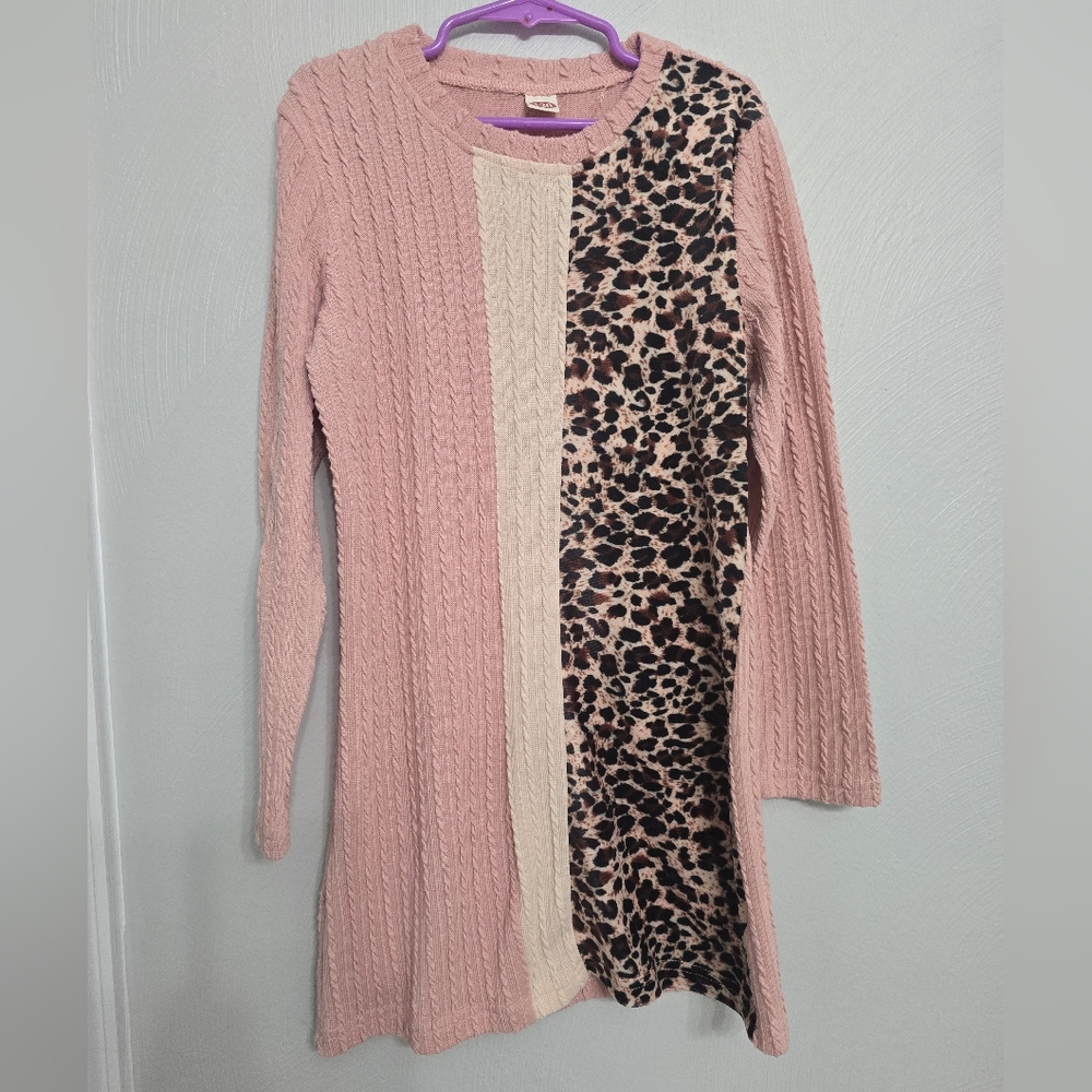 Pink and Leopard Print Dress